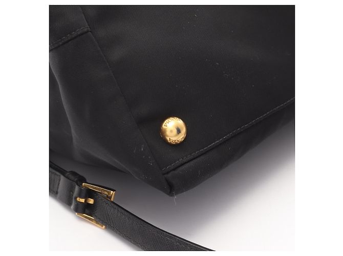 Borsa tote in nylon e pelle Saffiano Prada Nero Multicolore - vista 7