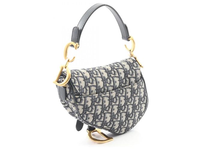 Borsa a tracolla Mini Jacquard Oblique Christian Dior Crudo Blu navy - vista 2