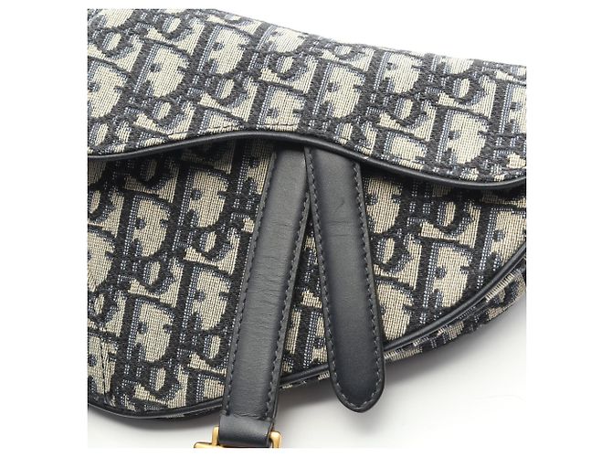 Borsa a tracolla Mini Jacquard Oblique Christian Dior Crudo Blu navy - vista 5