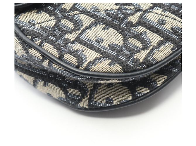 Borsa a tracolla Mini Jacquard Oblique Christian Dior Crudo Blu navy - vista 6
