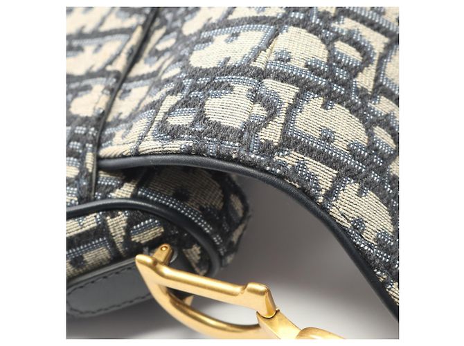 Borsa a tracolla Mini Jacquard Oblique Christian Dior Crudo Blu navy - vista 7