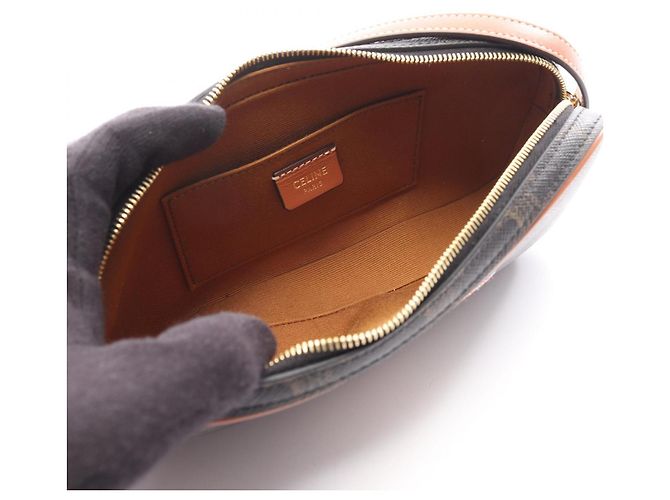 Céline Mini borsa a tracolla Triomphe in pelle Celine Marrone Nero - vista 3
