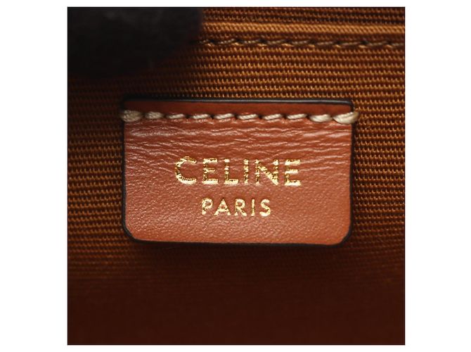Céline Mini borsa a tracolla Triomphe in pelle Celine Marrone Nero - vista 4
