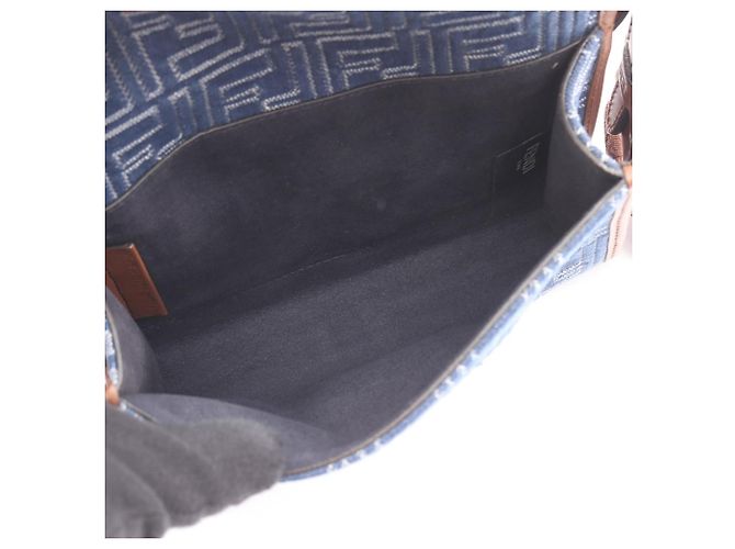 Borsa a Spalla Fendi Double Baguette Zucca Marrone Blu navy - vista 3