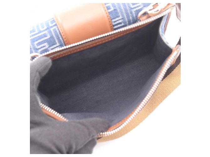 Borsa a Spalla Fendi Double Baguette Zucca Marrone Blu navy - vista 4