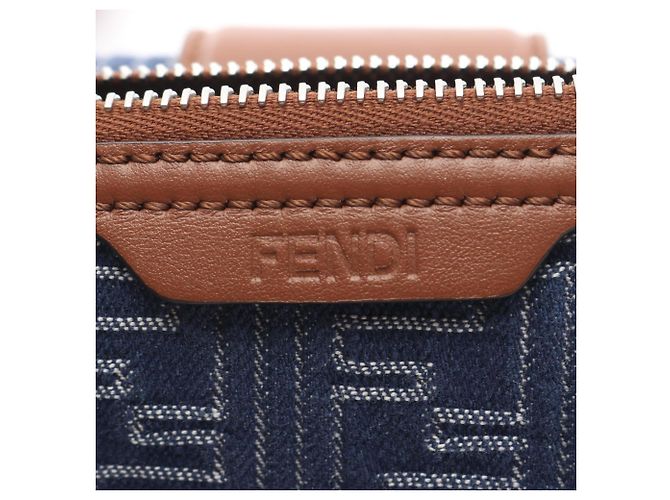 Borsa a Spalla Fendi Double Baguette Zucca Marrone Blu navy - vista 5