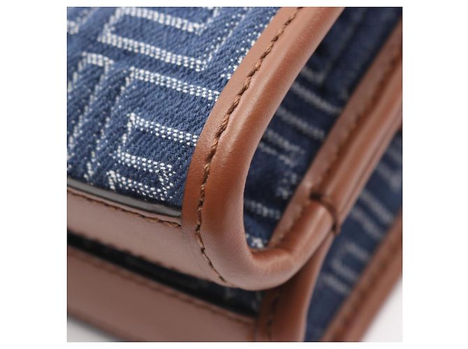 Borsa a Spalla Fendi Double Baguette Zucca Marrone Blu navy - vista 6