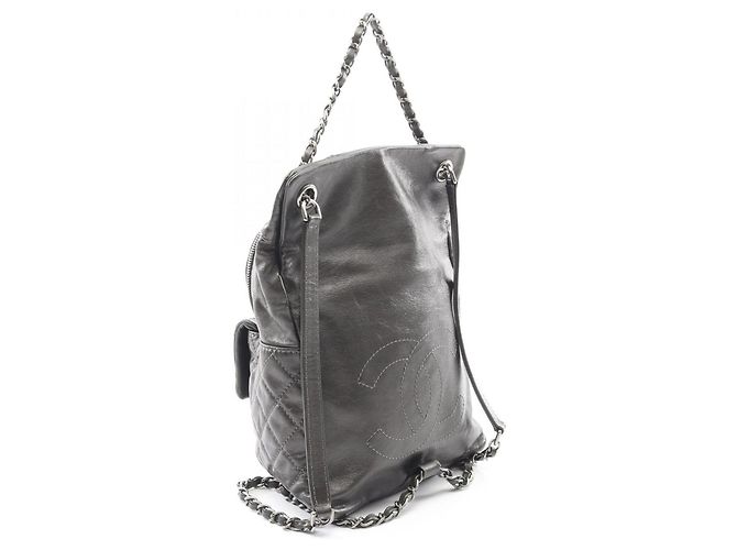 Timeless Chanel Matelasse Backpack in Gray Calfskin Brown - view 2