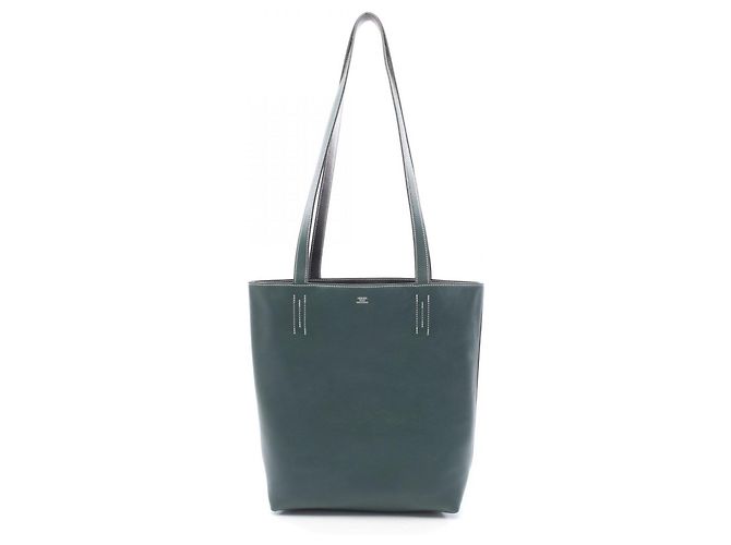 Borsa tote Hermès Neo Double Sens 35 Nero Verde - vista 3