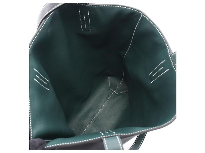 Borsa tote Hermès Neo Double Sens 35 Nero Verde - vista 4