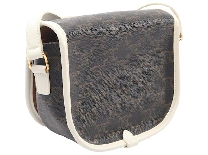 Céline Borsa a Spalla Triomphe Medium Folco di Celine Marrone Nero Bianco - vista 2