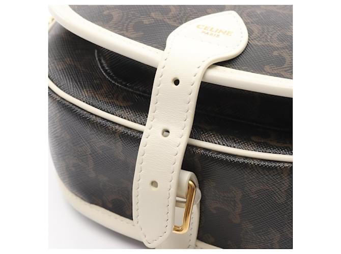Céline Borsa a Spalla Triomphe Medium Folco di Celine Marrone Nero Bianco - vista 7