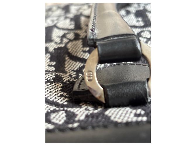 Borsa Dior Trotter in tela monogrammata e pelle nera Nero Bianco - vista 11