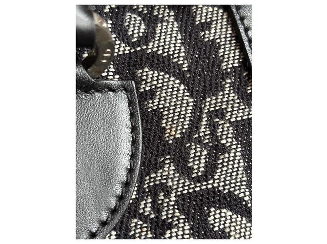 Borsa Dior Trotter in tela monogrammata e pelle nera Nero Bianco - vista 12