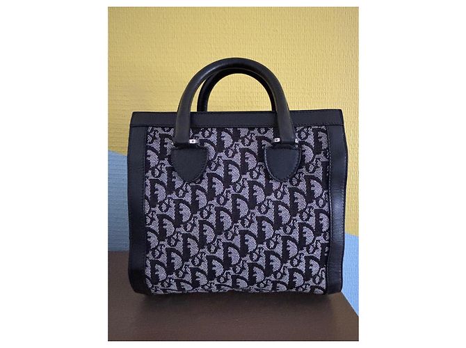 Borsa Dior Trotter in tela monogrammata e pelle nera Nero Bianco - vista 5