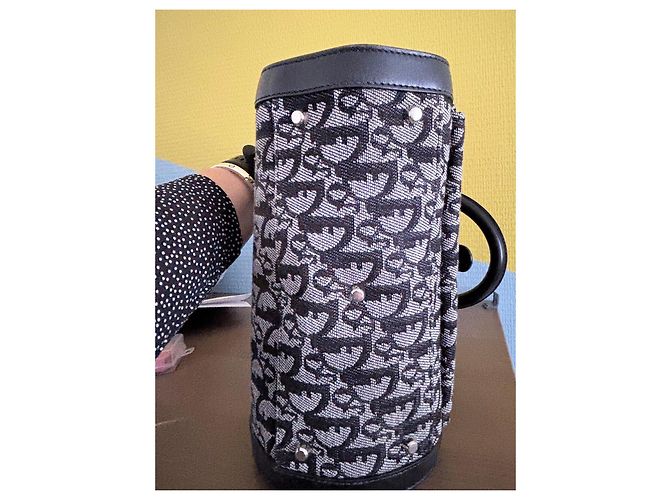 Borsa Dior Trotter in tela monogrammata e pelle nera Nero Bianco - vista 6