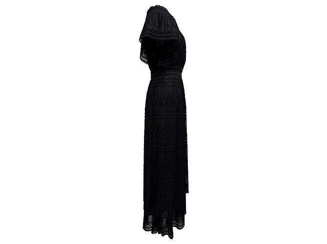 Sandro Charlene Plissierte Spitzen-Midikleid aus schwarzem Polyester - Ansicht 2