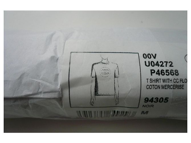 T-shirt nera nuova CHANEL Logo CC Flock TM Nero - vista 5