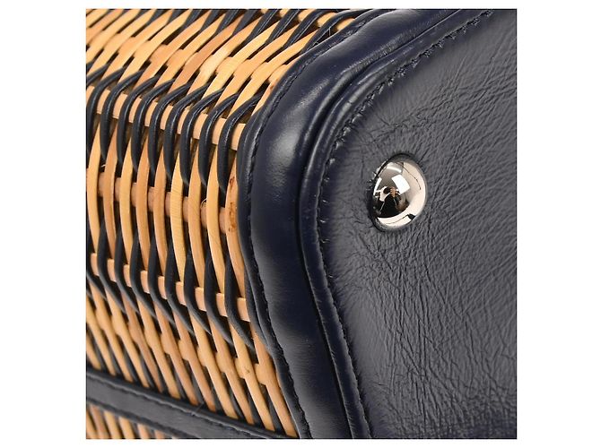Chanel Vanity Case Take Away in Rattan e Pelle di Vitello Piccolo Blu navy - vista 7