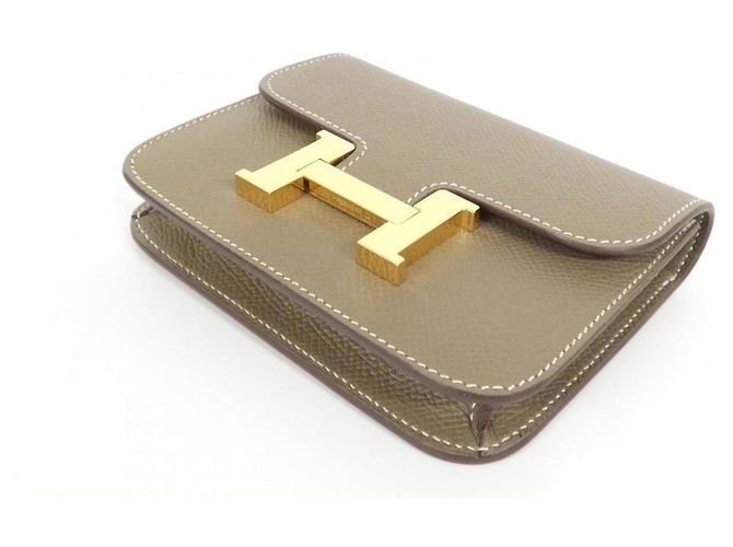 Billetera Slim Constance Hermès Beige Gris pardo - vista 3