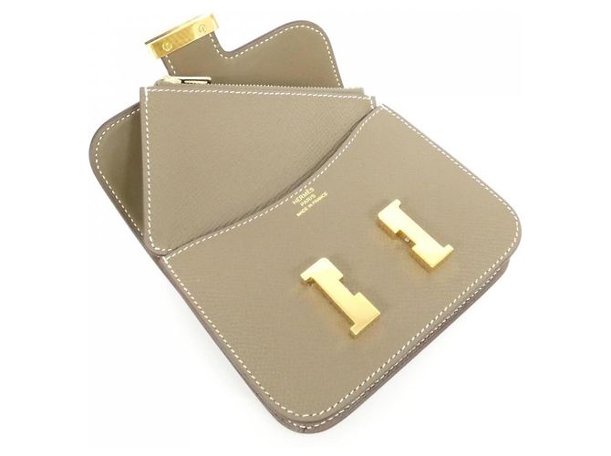 Billetera Slim Constance Hermès Beige Gris pardo - vista 4