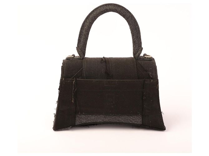 Bolso Balenciaga Hourglass en jeans patchwork negro - vista 3