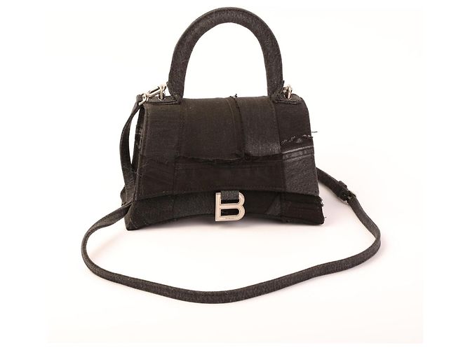 Bolso Balenciaga Hourglass en jeans patchwork negro - vista 4
