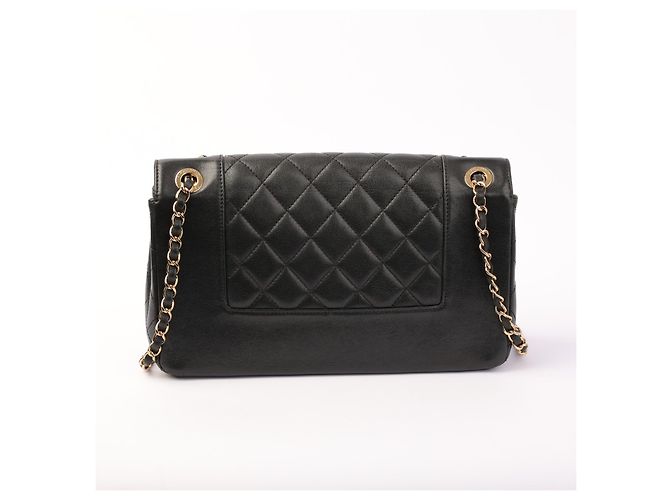 Borsa Chanel Mademoiselle Double Flap in pelle di agnello nera Nero - vista 2