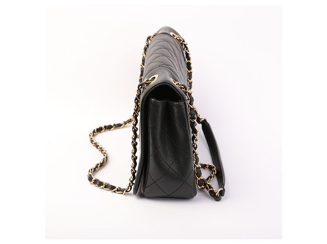 Borsa Chanel Mademoiselle Double Flap in pelle di agnello nera Nero - vista 3
