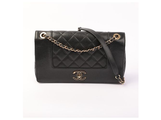 Borsa Chanel Mademoiselle Double Flap in pelle di agnello nera Nero - vista 4