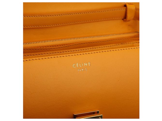 Céline Borsa Classic Box Pelle di Vitello Gialla Arancione - vista 4