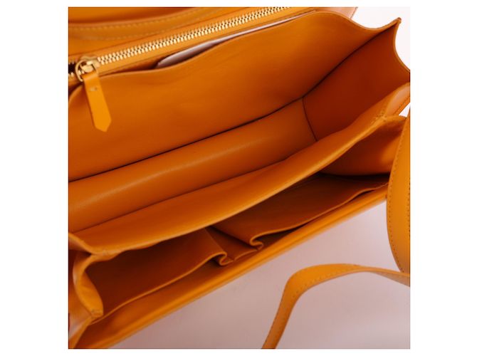 Céline Borsa Classic Box Pelle di Vitello Gialla Arancione - vista 5