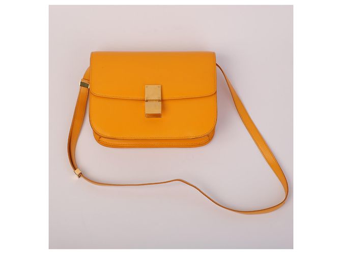 Céline Borsa Classic Box Pelle di Vitello Gialla Arancione - vista 6