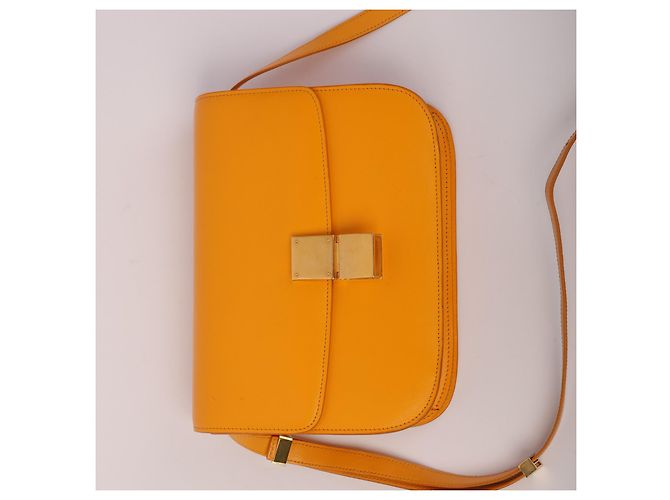 Céline Borsa Classic Box Pelle di Vitello Gialla Arancione - vista 7