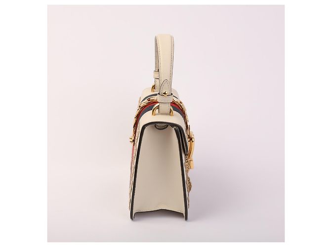 Borsa Gucci Sylvie in pelle bianca con striscia Web Bianco - vista 3