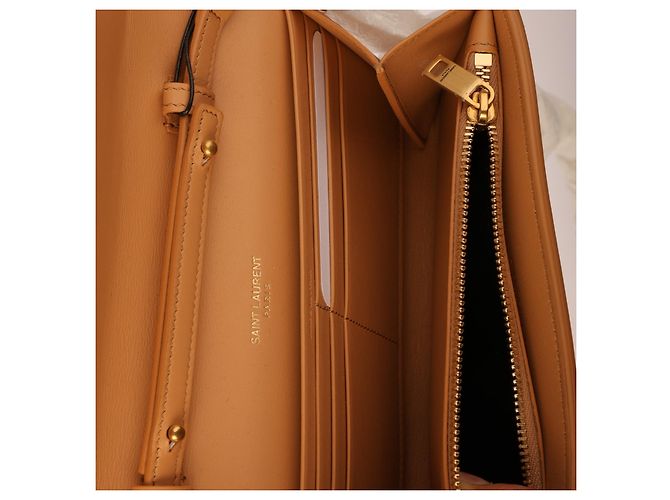 Saint Laurent Le Maillon Wallet on Chain Tela Beige e Pelle - vista 5