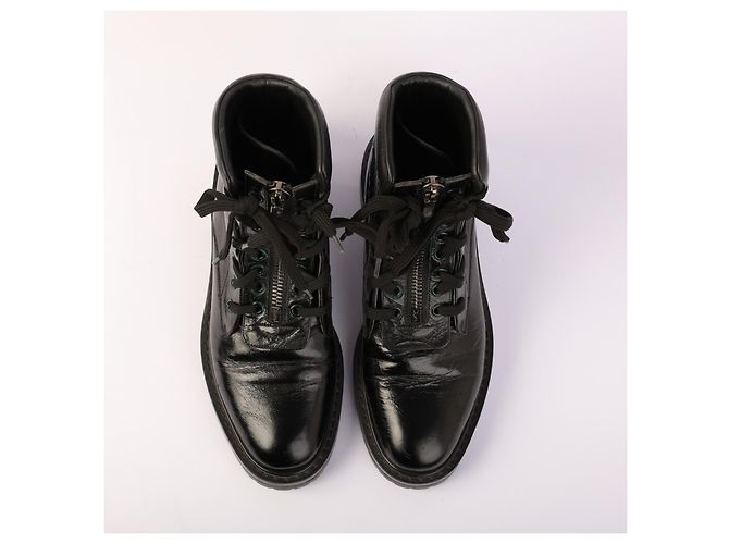 Botas de combate Saint Laurent William de cuero negro 38,5 - vista 3
