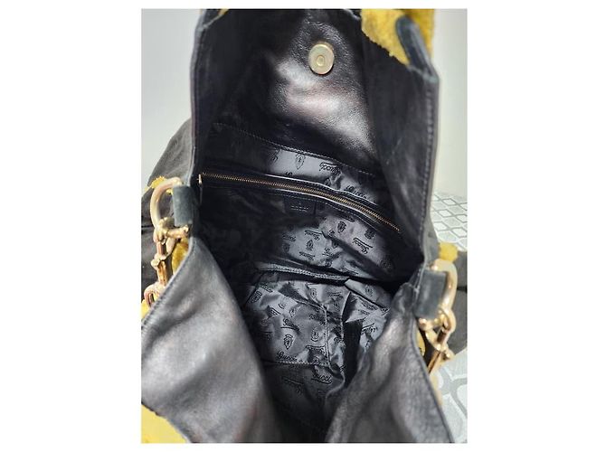 Borsa Hobo Hysteria in Velluto Gucci Nero/Giallo - vista 11