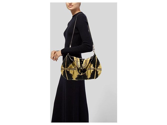 Borsa Hobo Hysteria in Velluto Gucci Nero/Giallo - vista 12