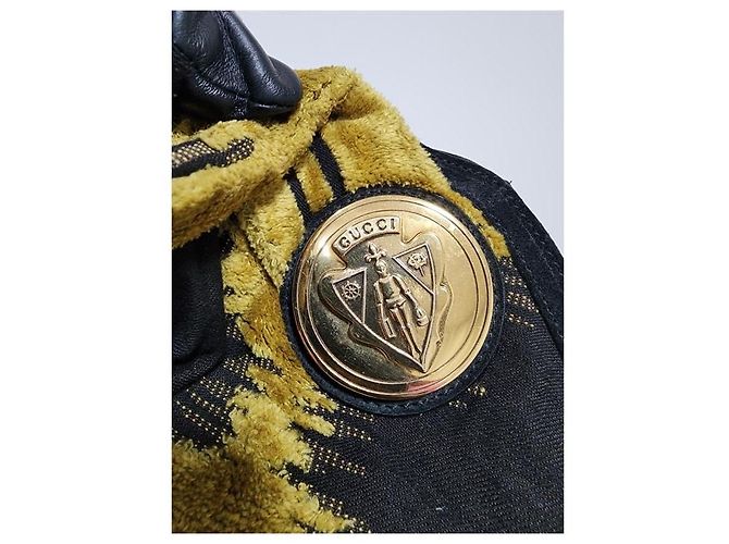 Borsa Hobo Hysteria in Velluto Gucci Nero/Giallo - vista 5