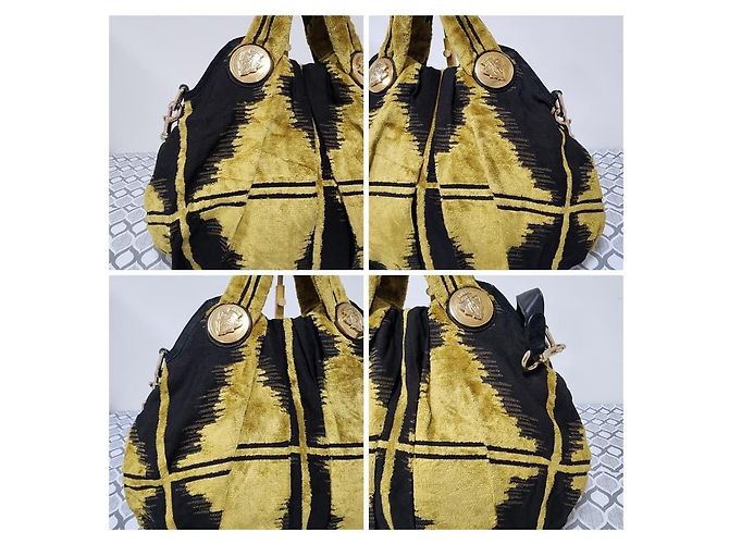 Borsa Hobo Hysteria in Velluto Gucci Nero/Giallo - vista 6