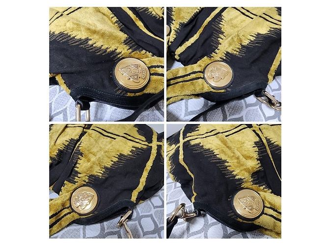 Borsa Hobo Hysteria in Velluto Gucci Nero/Giallo - vista 7