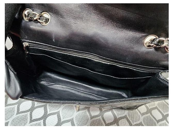 Chanel Schwarze Gepolsterte Lackleder Maxi Klassische Einzelflap-Tasche - Ansicht 14