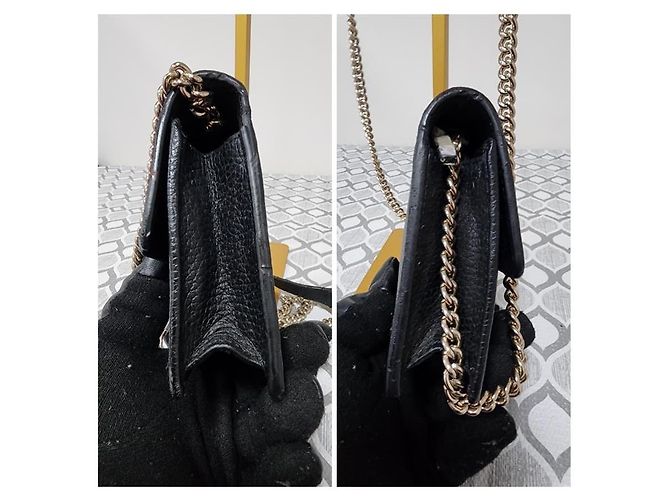 GUCCI Dollar Calfskin Interlocking G Chain Wallet On Chain Black - view 5