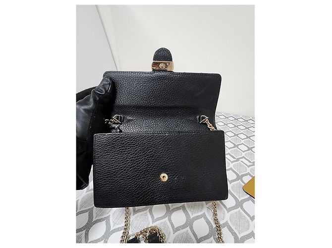 GUCCI Dollar Calfskin Interlocking G Chain Wallet On Chain Black - view 8
