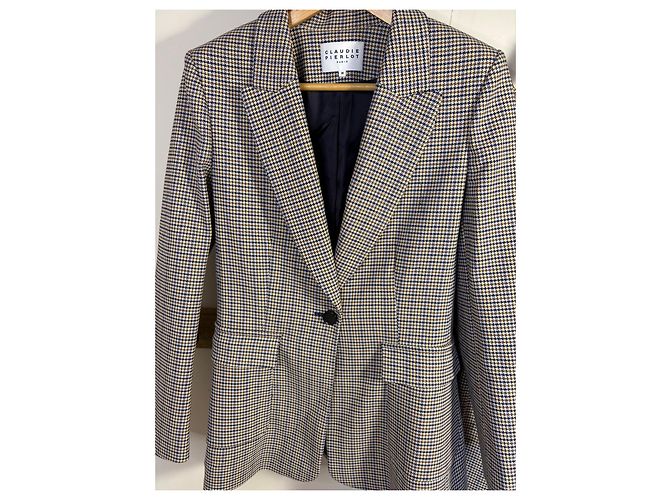 Claudie Pierlot Completo giacca e pantaloni a quadri Marrone Blu Giallo - vista 2
