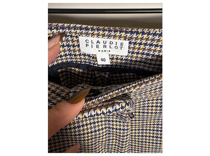 Claudie Pierlot Completo giacca e pantaloni a quadri Marrone Blu Giallo - vista 8