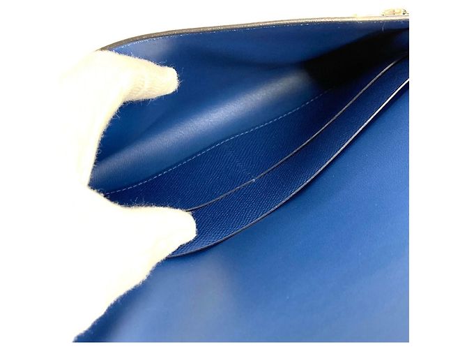 Cartera larga de cuero Epsom Hermès Azul - vista 10