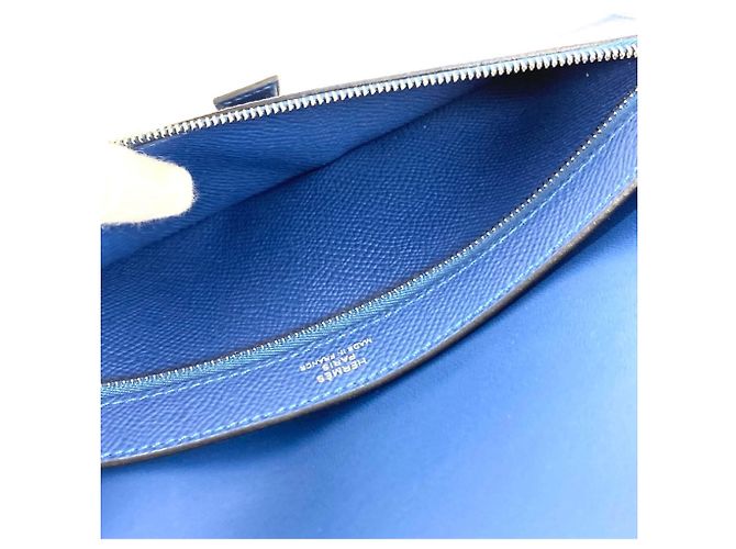 Cartera larga de cuero Epsom Hermès Azul - vista 12