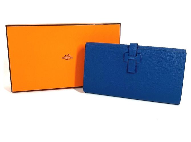 Cartera larga de cuero Epsom Hermès Azul - vista 2